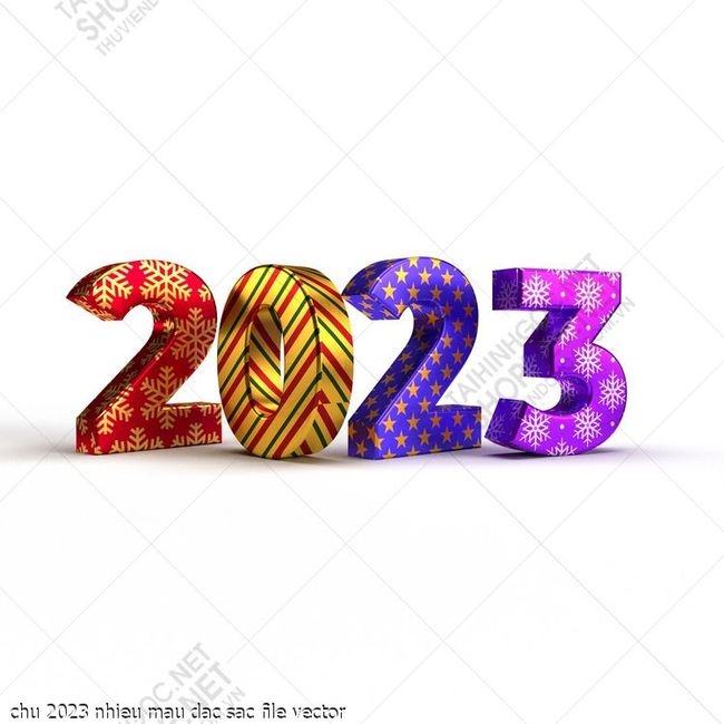 chu 2023 nhieu mau dac sac file vector